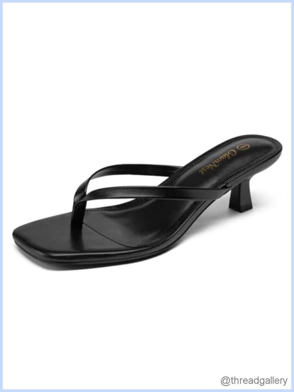 Kitten Heel Sandals Square Toe Flip Flop Slip On Women Heeled Dressy